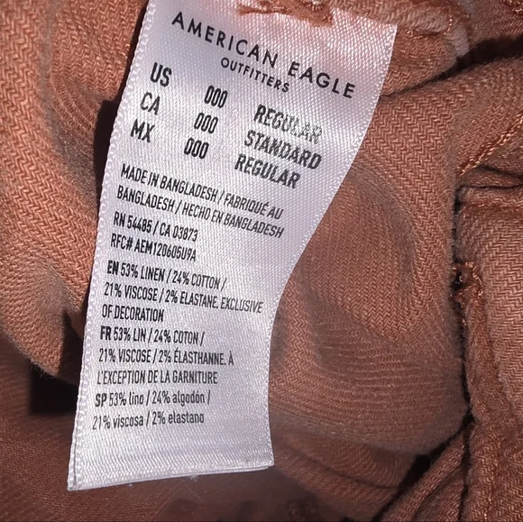 AE Dreamy Drape Linen-Blend Baggy Wide-Leg Cargo Pants Size: 000 - Picture 5 of 9